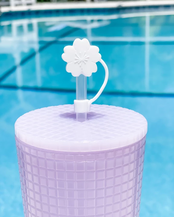 Straw Cover "White Flower"