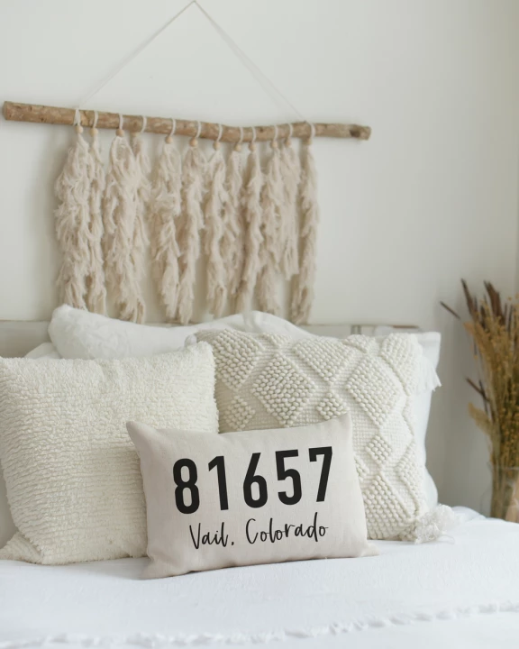 Zip Code Pillow with City/State Cursive