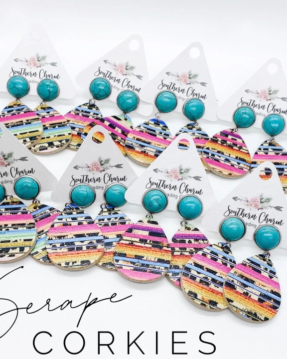 2" Turquoise & Serape Dangle Corkies