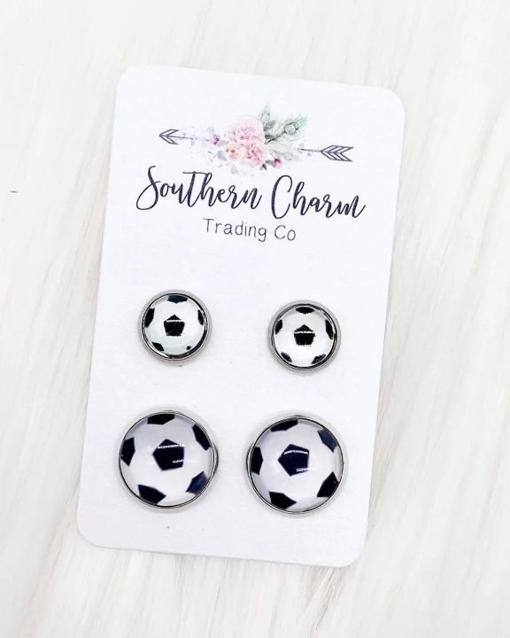 Soccer Ball Mommy & Me in Stainless Steel Settings