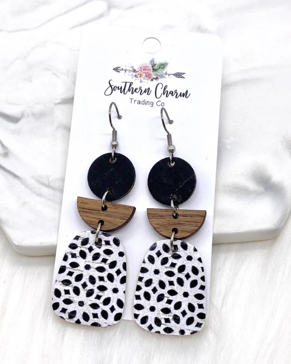 2.5" Black/Walnut/Black & White Abstract Laylas
