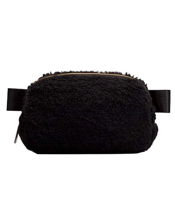 Teddy Black Sherpa Fanny Pack