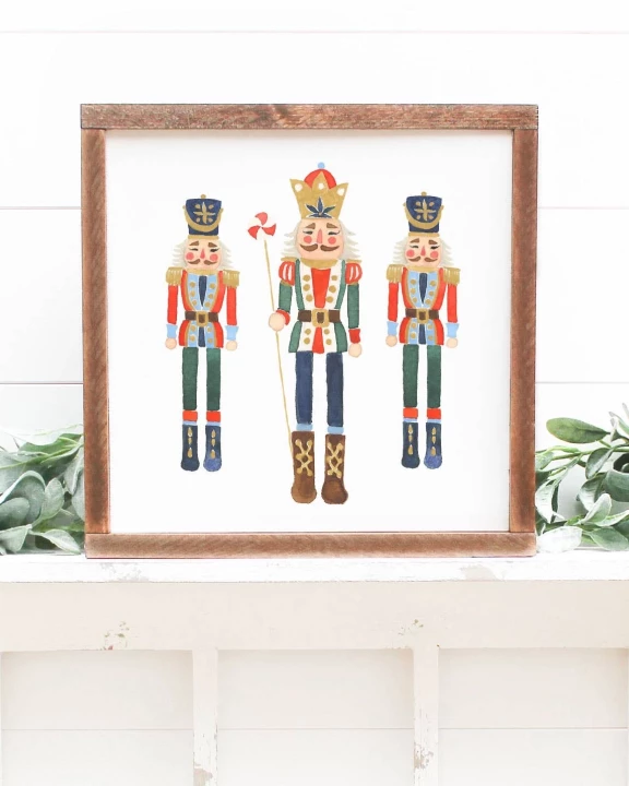 Wood Sign-Nutcracker Trio 13x13