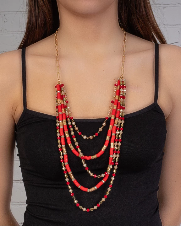 72796 - Layered Crystal Beaded Necklace
