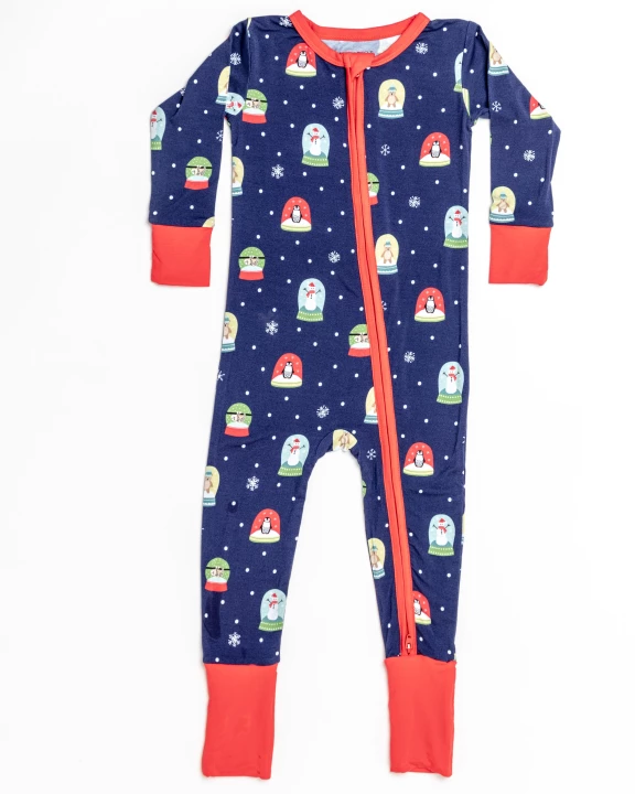 Let it Snowglobe Zip Romper Bamboo Pajamas