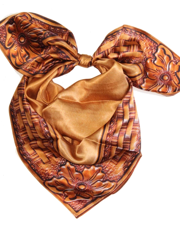 Tooled Leather Silk Wild Rag