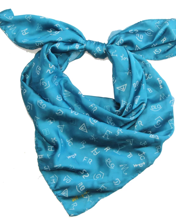 Teal Brand Print Wild Rag