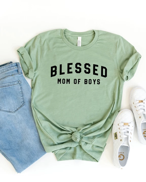 Blessed Mom of Boys Short Sleeve Graphic Tee