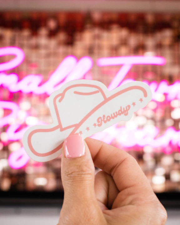 Howdy Hat Sticker in Pink
