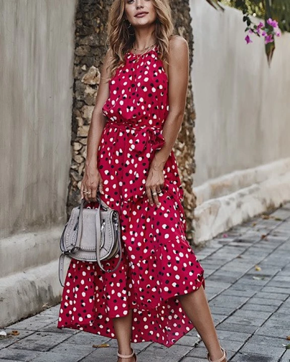 Polka dot halter dress