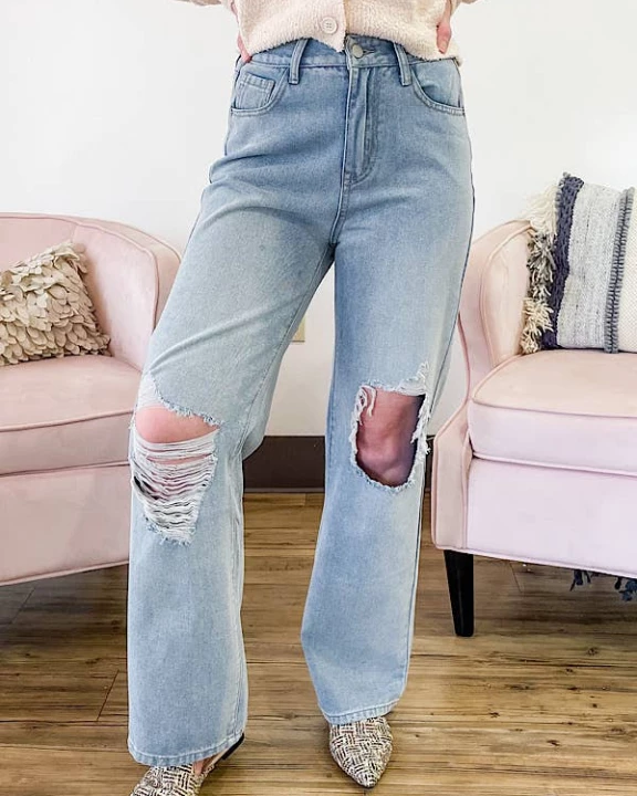Theo Wide Leg Denim in Blue