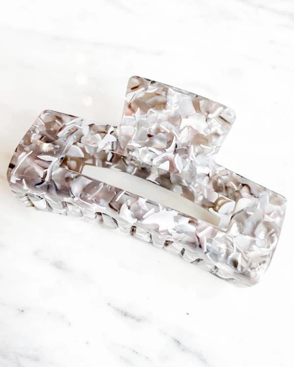 Marble Hair Clip in Grey