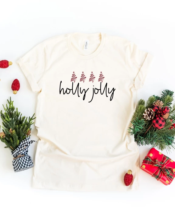Holly Jolly Trees Short Sleeve Graphic Tee