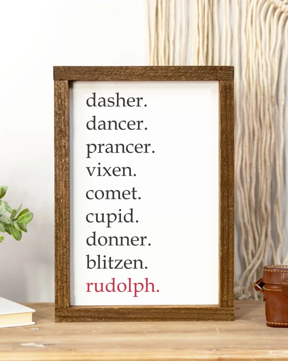 Wood Sign-Reindeer Names 9x13