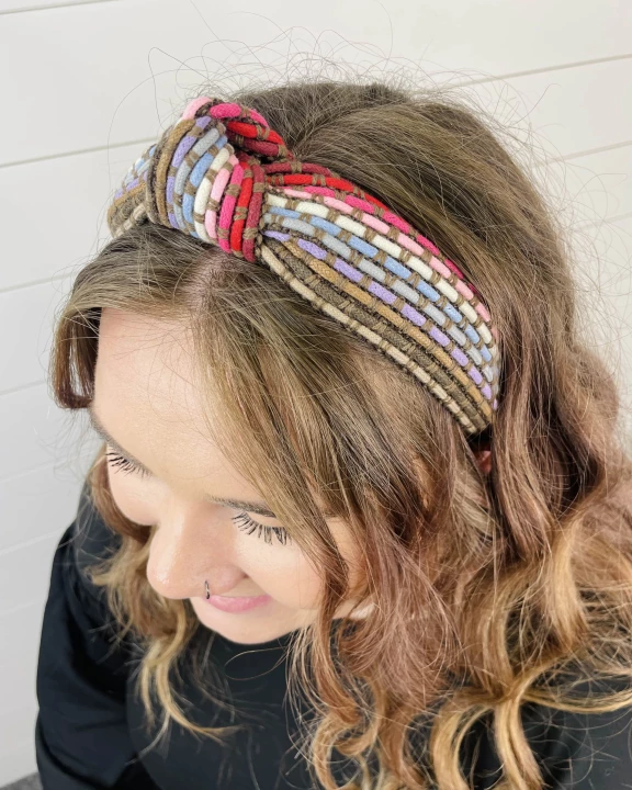 Colorful Brown Woven Knot Headband