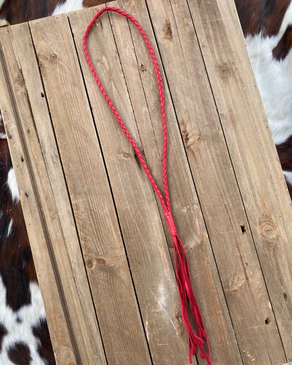 Red Leather Braided Necklace