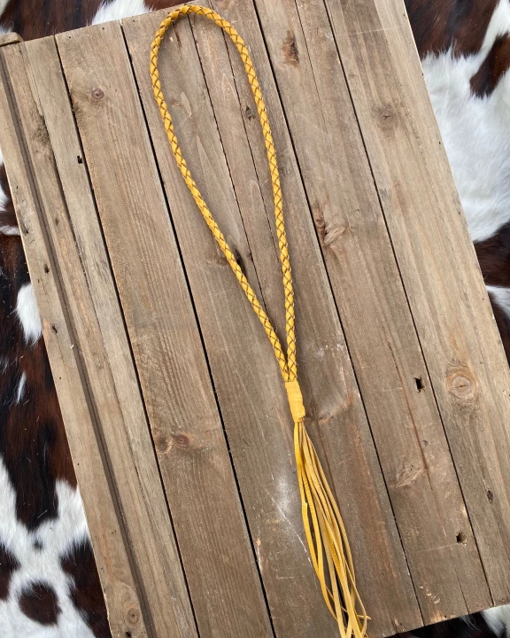 Mustard Leather Braided Necklace