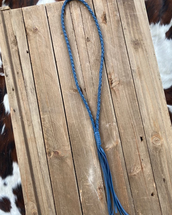 Navy Leather Braided Necklace