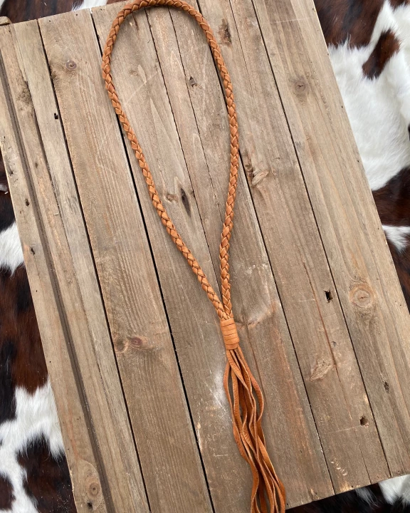 Saddle Tan Deerskin Necklace - Regular Length