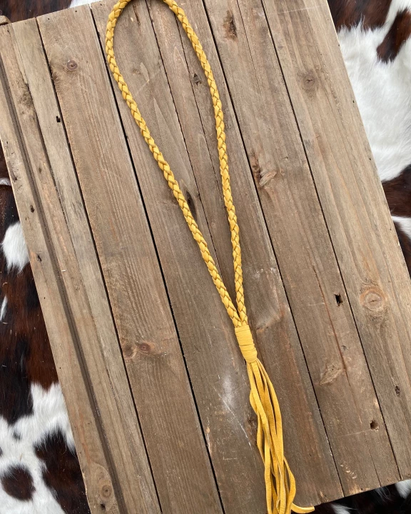 Mustard Deerskin Necklace - Regular Length