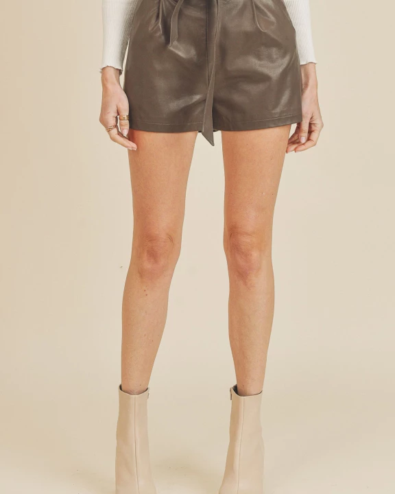 Pleather Belted Short