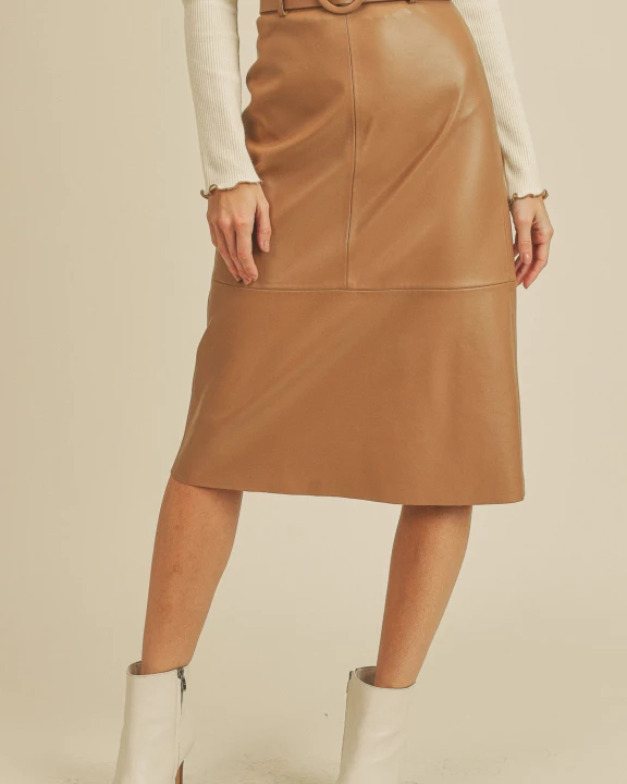 Belted A-Line Midi Skirt Bandless