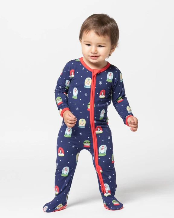 Let it Snowglobe Footed Zippy Bamboo Pajamas