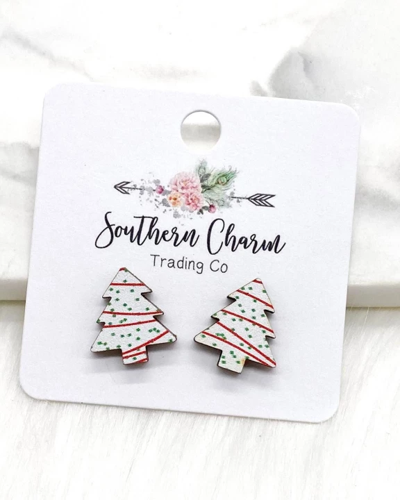 15mm Snack Cake Christmas Tree Studs