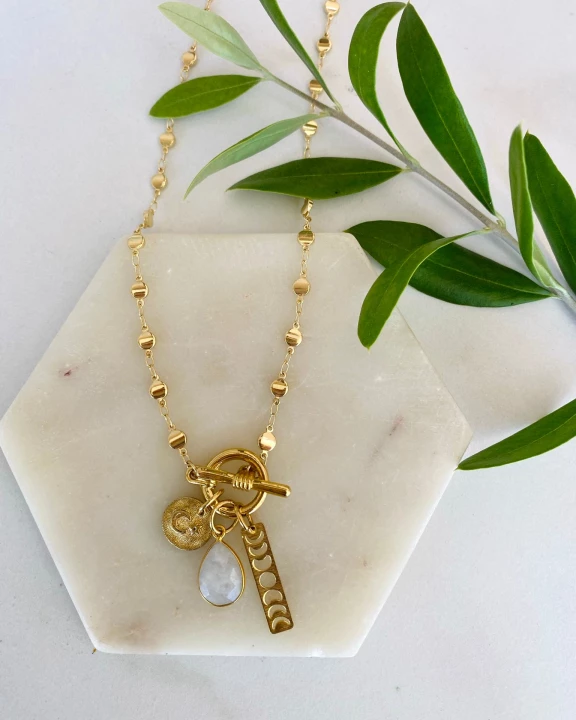 Celestial Charm Statement Necklace with Moonstone
