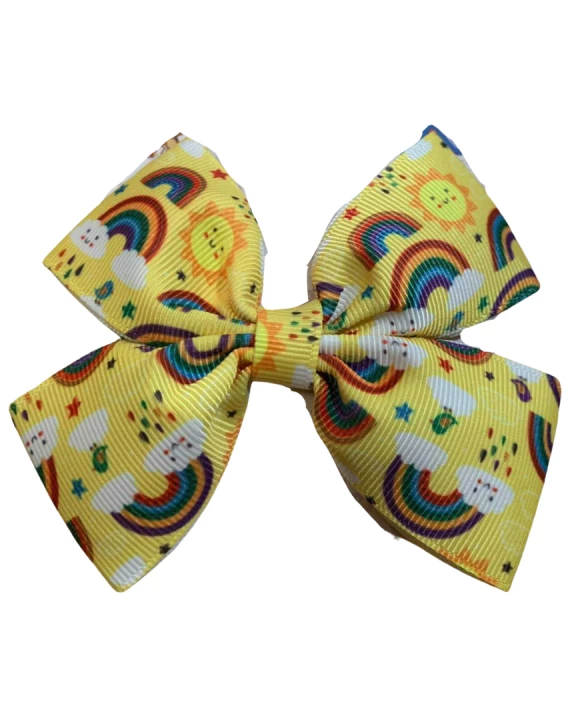 Yellow Sunshine & Rainbows Hair Bow