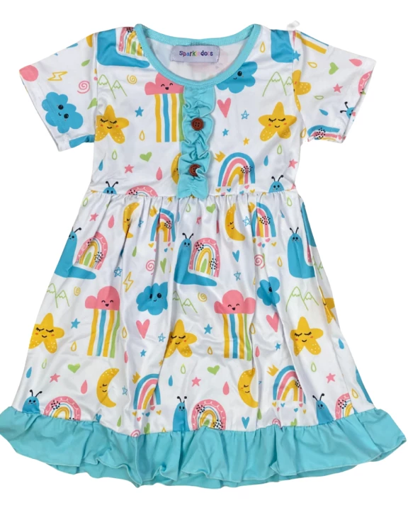 Snails & Rainbows Ruffle Dress