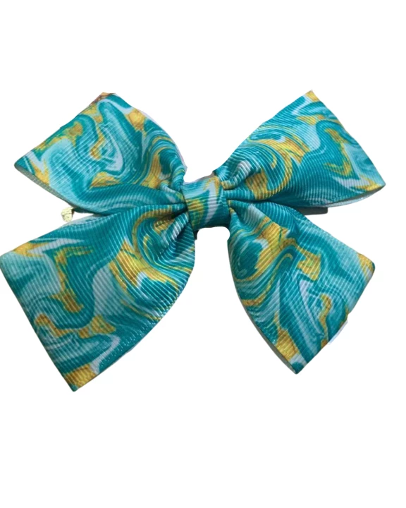 Green & Gold Hair Bow