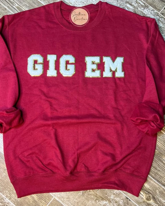 GIG EM Chenille Patch Sweatshirt