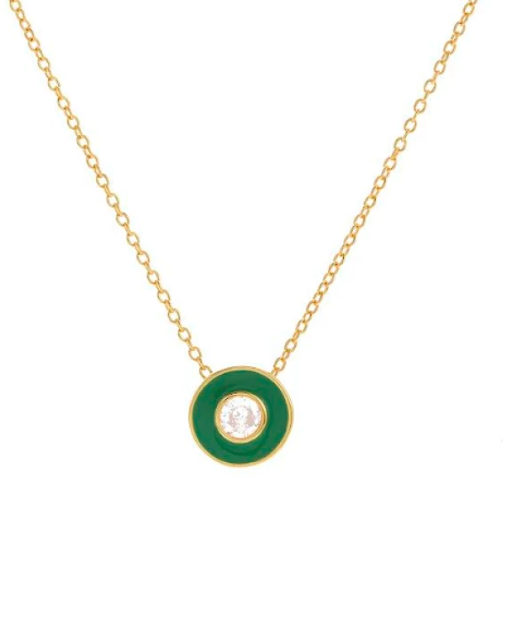 Thea Enamel Necklace Green