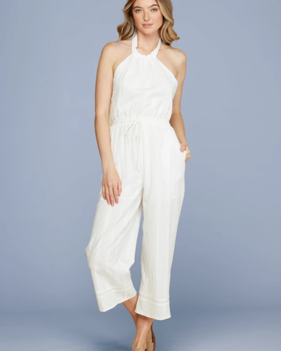 Halterneck Tie Back Wide Leg Jumpsuit