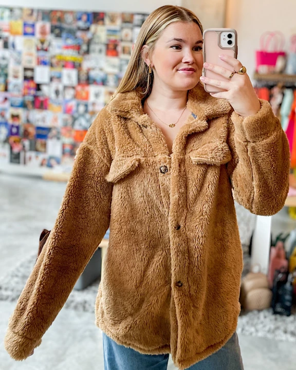 Snug As A Bug Shacket in Tan - ETA 8/27