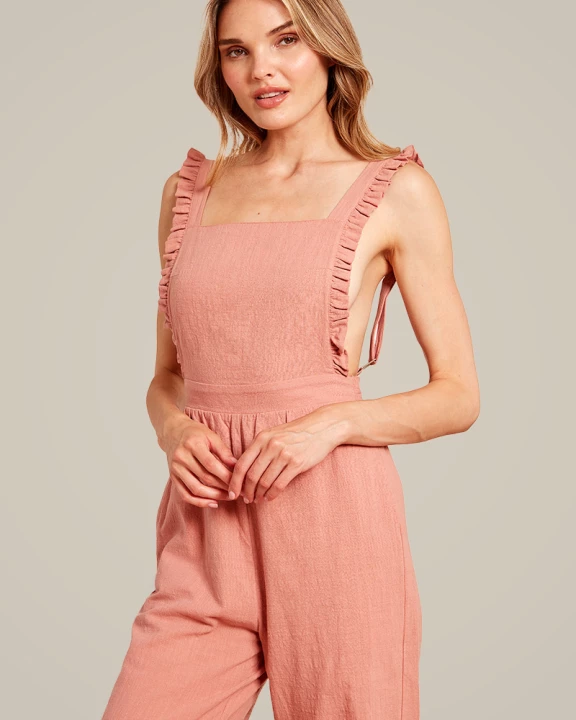 Ruffle Strap Pinafore Cropped Jumpsuit