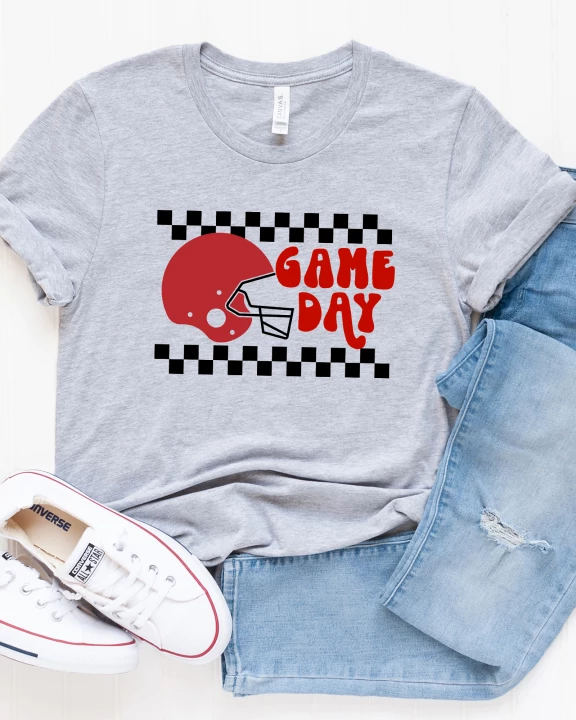 Checkered Game Day Wavy Short Sleeve Graphic Tee