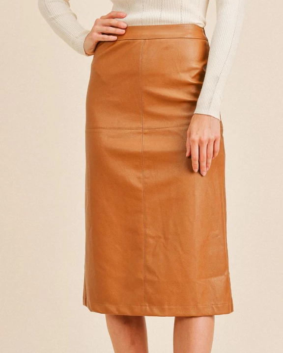 Faux Leather Midi Skirts