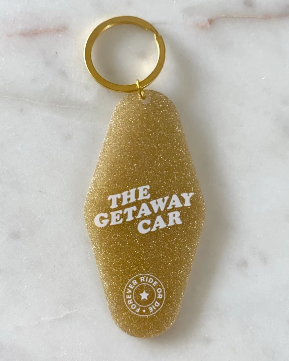 Getaway Car Motel Glitter Keychain