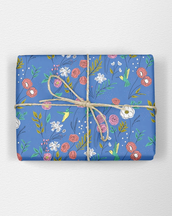Hummingbird Floral Gift Wrap Sheet