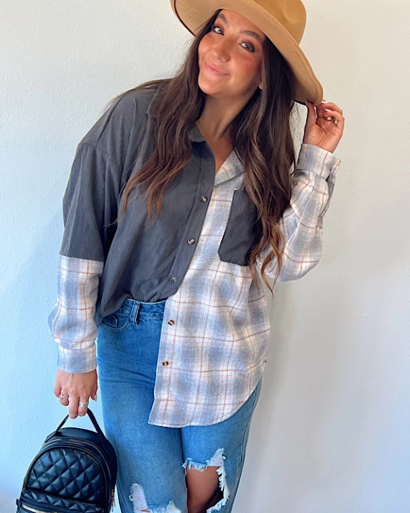 Warmhearted Corduroy/Plaid Shacket - ETA 10/31