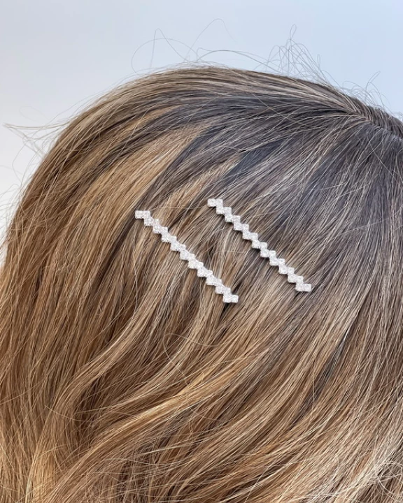 Silver Rhinestone Zig Zag Hair Pin Set