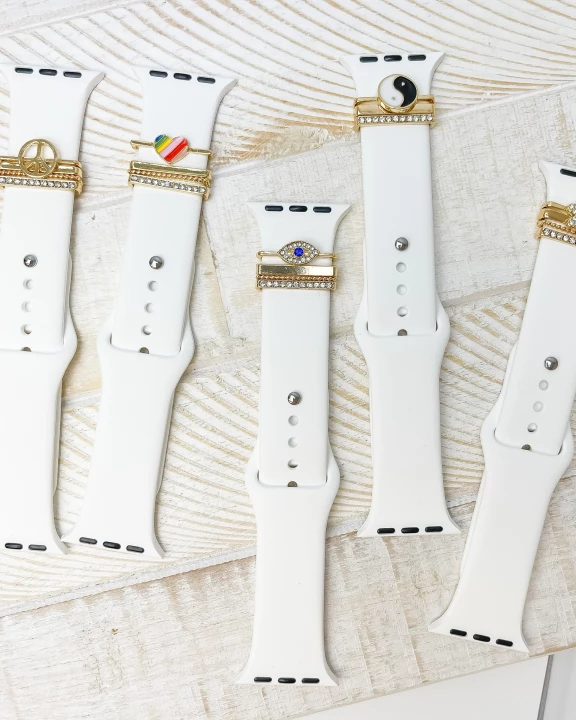 White Silicone Watch Band with Charms