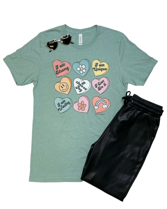 I Am Strong Conversation Hearts... Unisex Tee