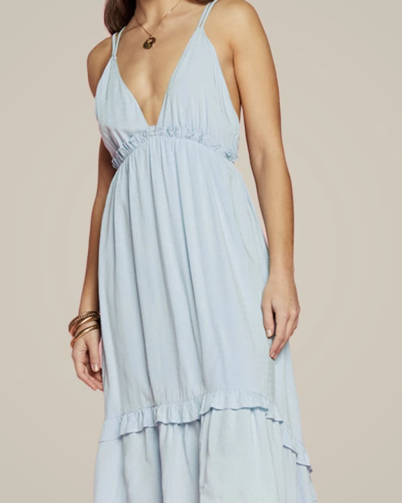 Tiered Sleeveless V-neckline Babydoll Dress