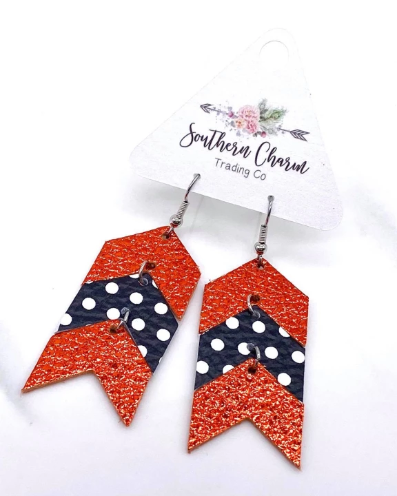 2.5" Metallic Orange/Black & White Polka Dots/Metallic Orange Mini Arrows