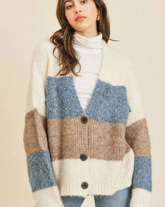 Color Block Sweater Jacket