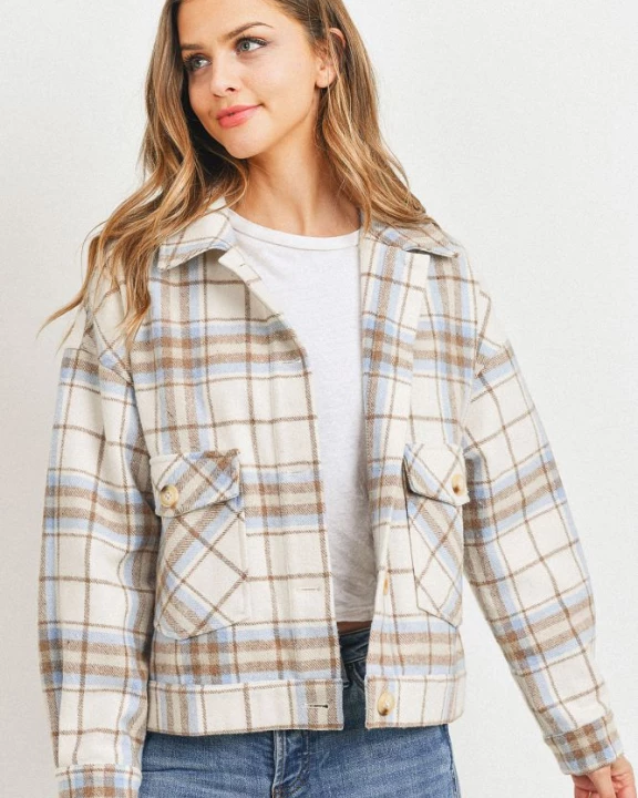 Plaid Long Sleeve W Patch Pocket