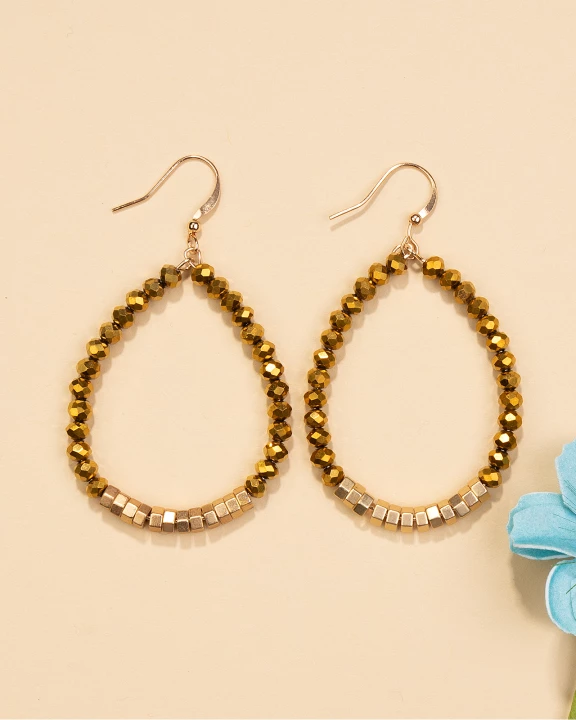93026 - Crystal Beaded Hoop Earrings